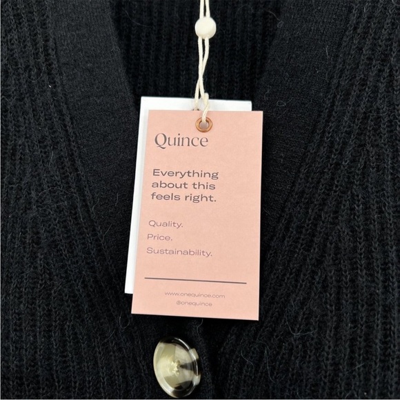 Quince Women's Black Baby Alpaca-Merino Wool Cropped Cardigan sz M Button Up NWT - Picture 4 of 7